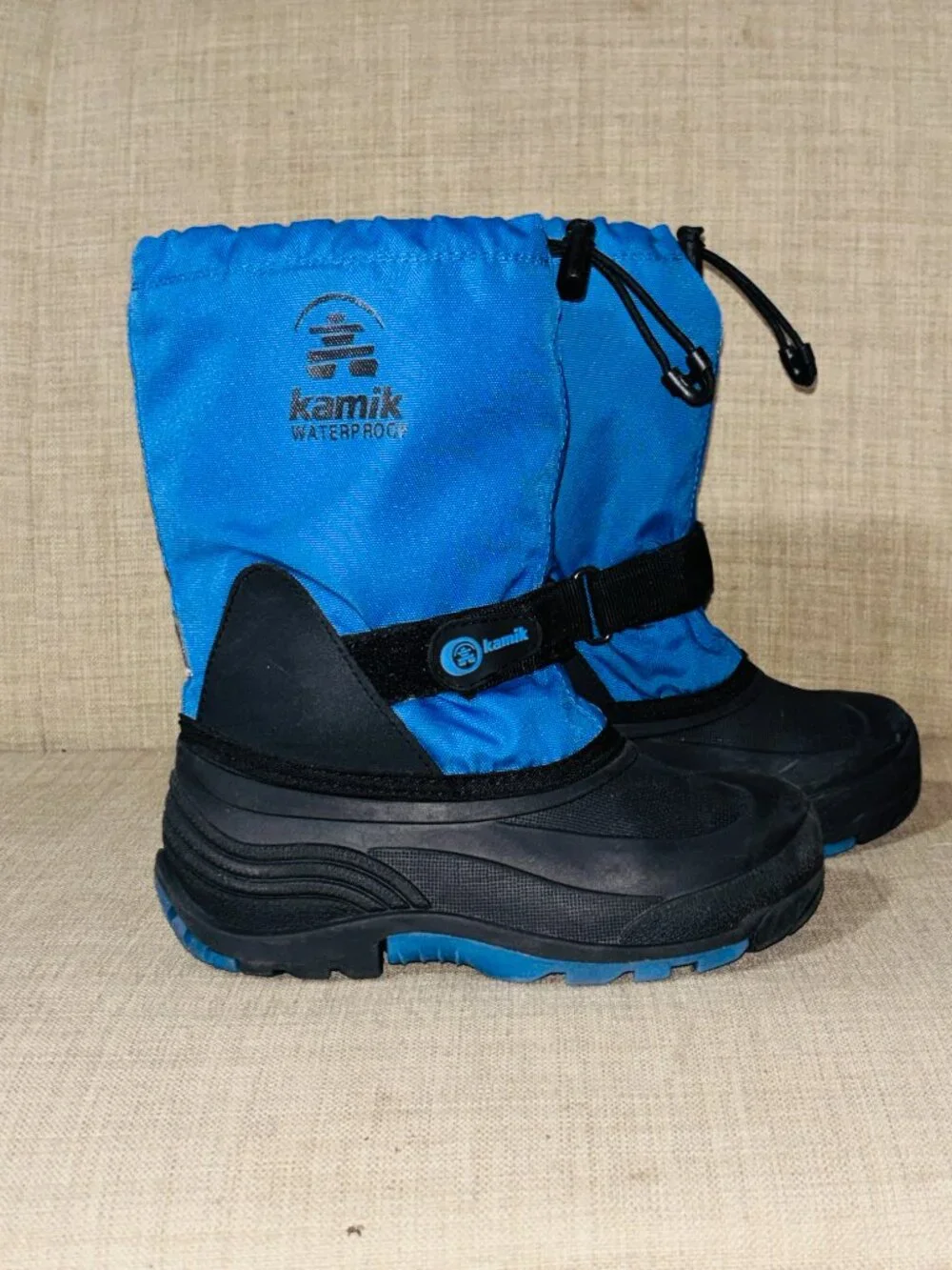Kamik Rocket Kids Snow Boots Size 2 Blue Black Waterproof Insulated -40°F EUC